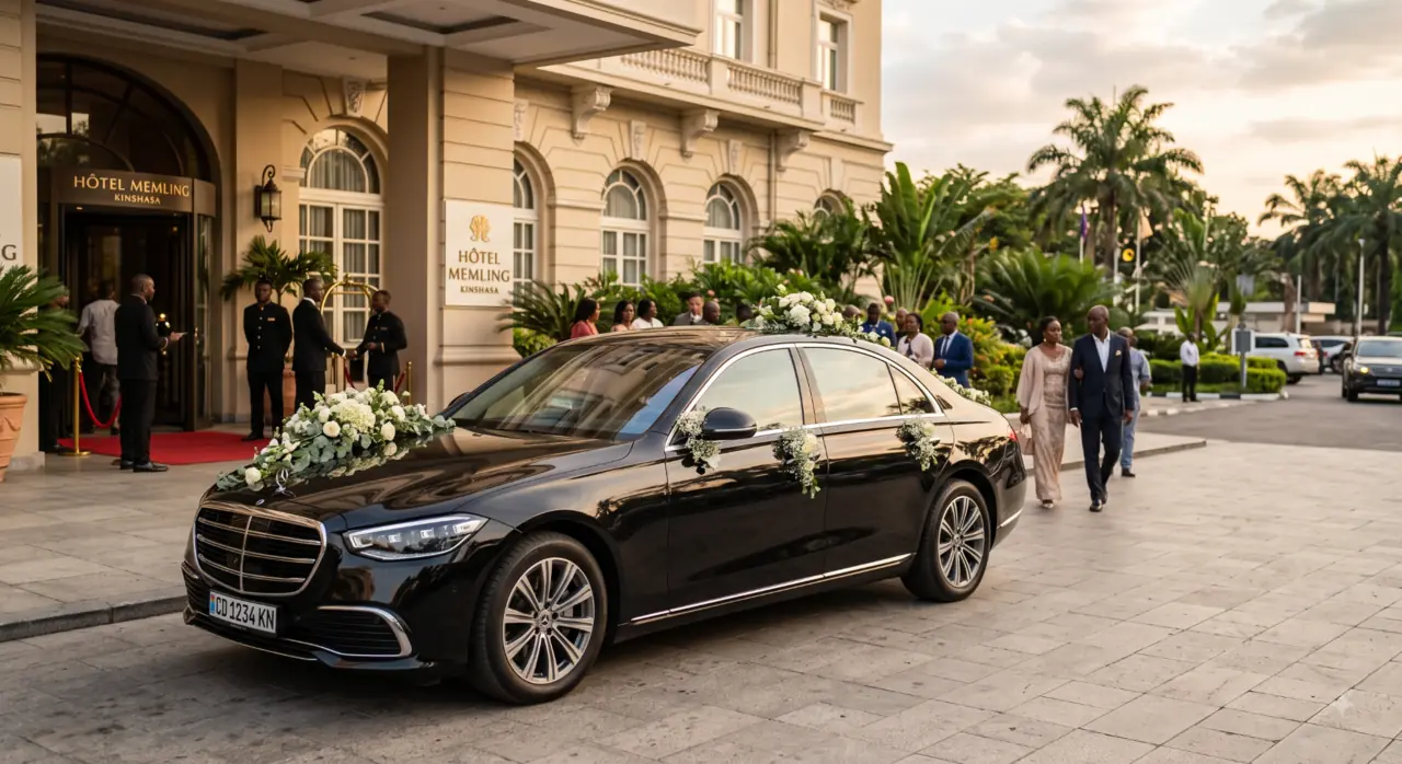 Voiture de prestige décorée pour un événement à Kinshasa