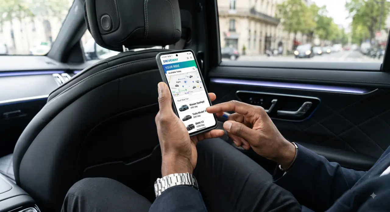 Demande de véhicule effectuée depuis un téléphone mobile